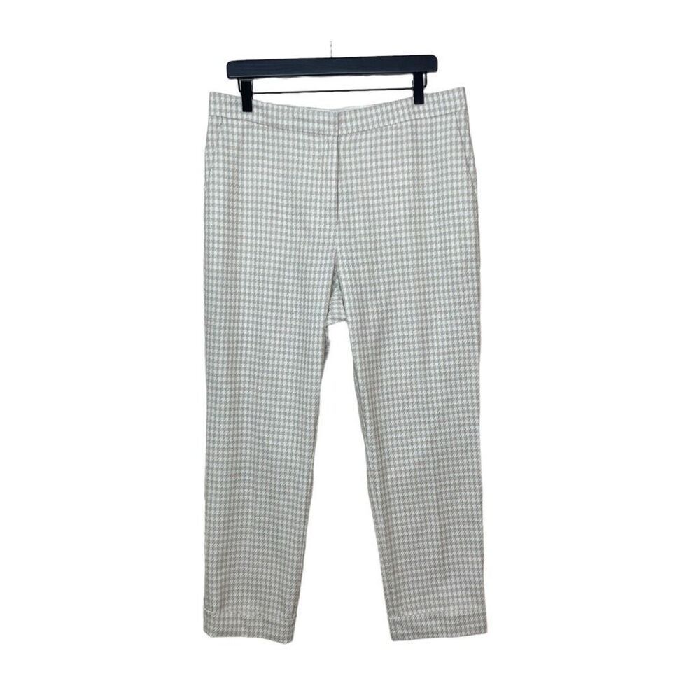 Ann Taylor Curvy Fit Beige Houndstooth Cuffed Pants Size 12